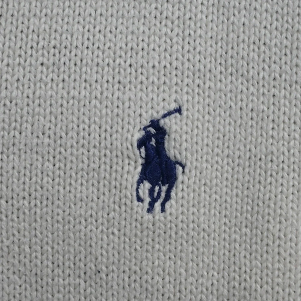 Polo Ralph Lauren Knit Sweater Mens XL Cream Mock Neck Cotton Pullover 3 Button
